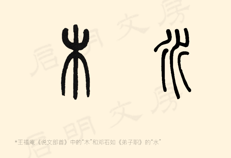 篆书的木和水
